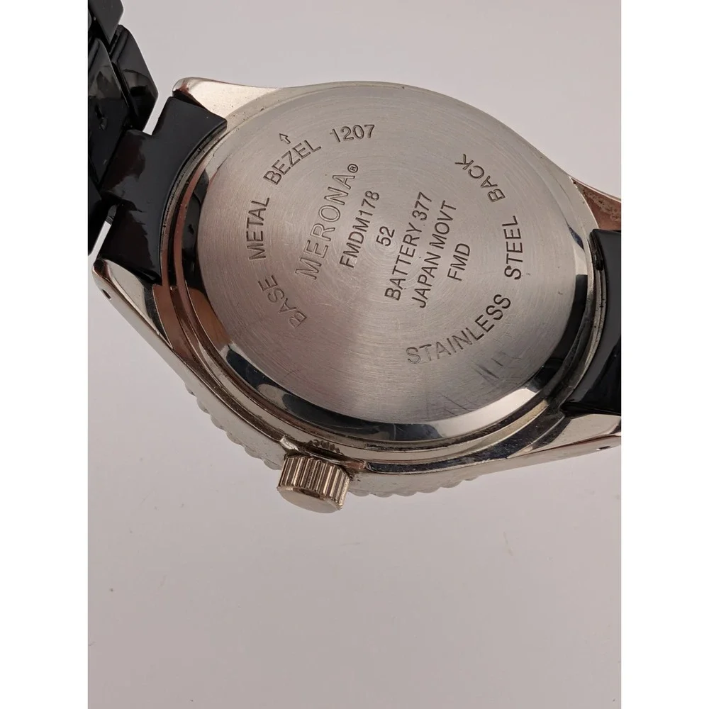 Merona Watch‎ Men 43mm Silver Case Black 7